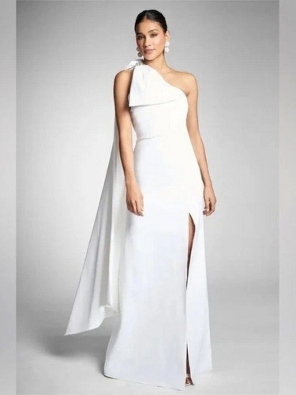 Sachin & Babi Valeria Ivory Single-Shoulder Embellished Gown